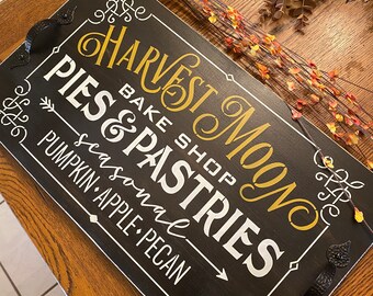 Hand-Painted Fall Harvest Serving Tray: Rustic Autumn Decor