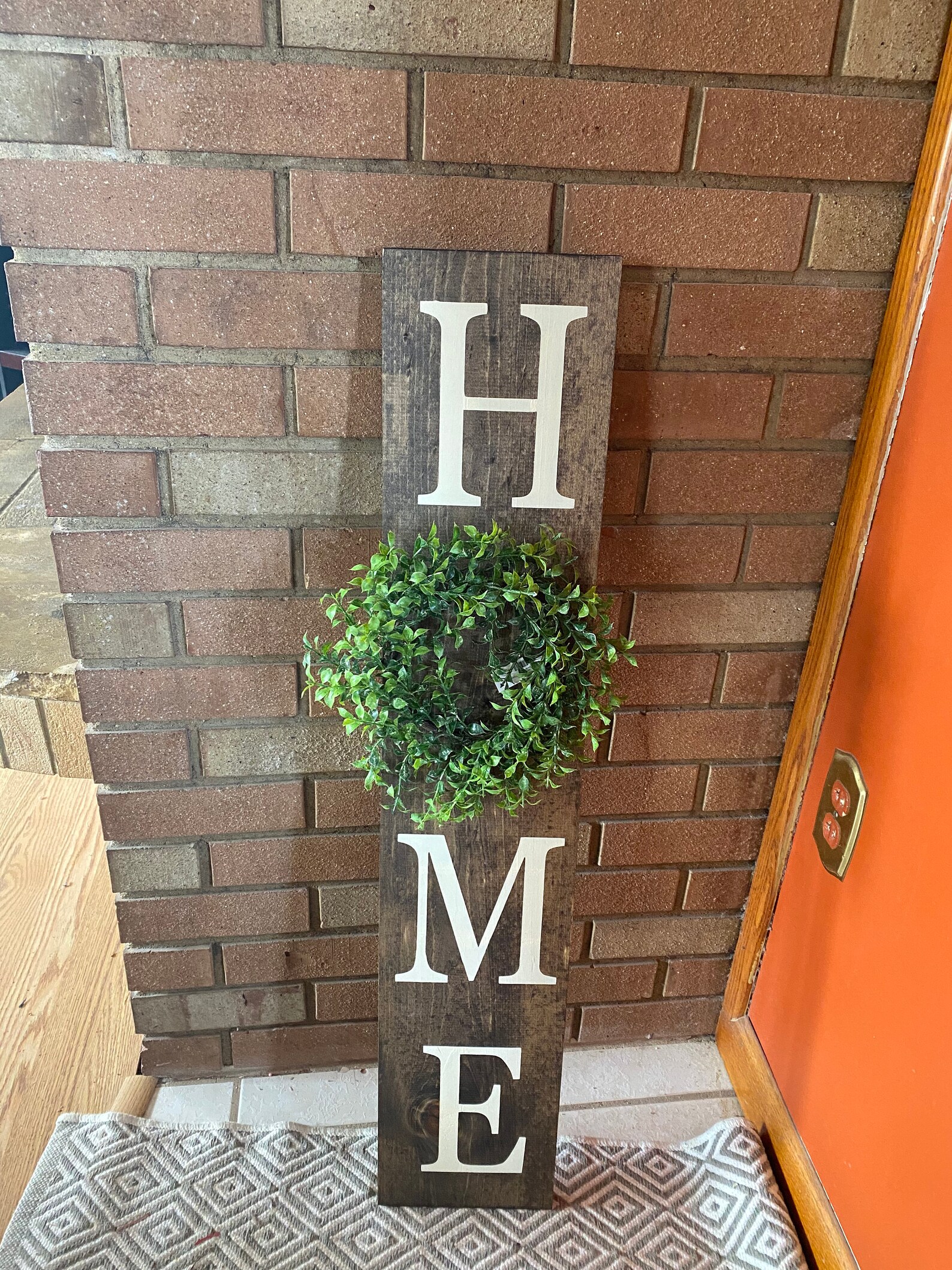 Wooden, Handmade Home Sign, home Sign With Faux Wreath, Farmhouse Porch Sign, 3ft Home Sign