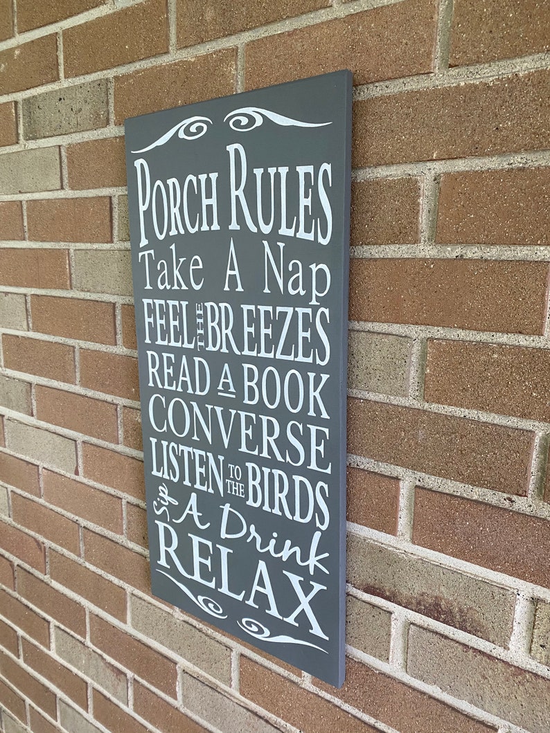 Porch Rules Wood Sign Primitive Wood Sign Porch Patio Etsy