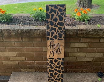 Porch Front Door Welcome Sign: Hey Ya'll Rustic Farmhouse Porch Decor