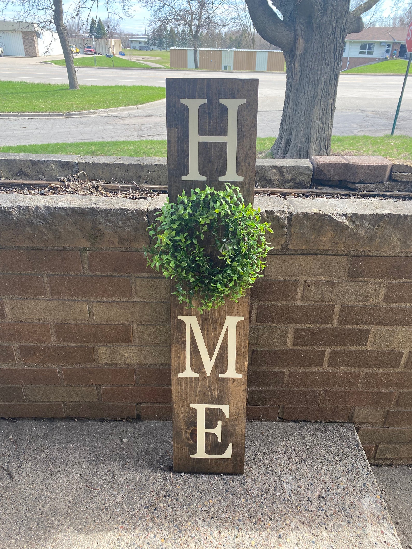 Wooden, Handmade Home Sign, home Sign With Faux Wreath, Farmhouse Porch Sign, 3ft Home Sign