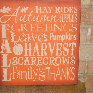 FALL Sign / Fall Decor / Wood Sign / Home Decor /Fall Sign / Autumn Pumpkins Harvest / Halloween Decor / Thanksgiving Sign / 12 x 12 image 4