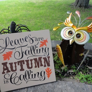 Leaves are Falling Autumn is Calling / Fall Wood Sign /  Fall Decor / Autumn Decor / Pumpkins and Leaves / Farmhouse Porch Sign 12" x 12"