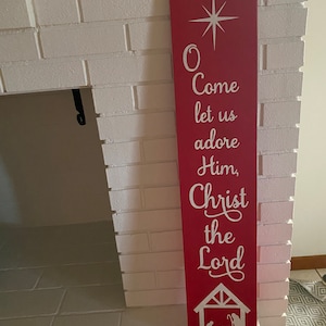 Nativity Christmas Porch Sign: O Come Let Us Adore Him Wood Decor bild 1