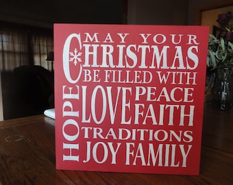 May Your Christmas Be Filled Primitive Wood Sign