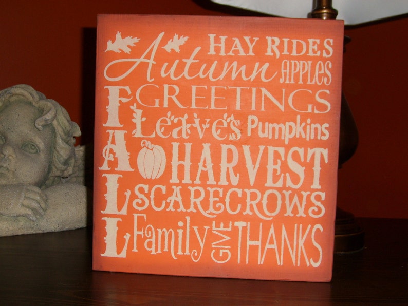 FALL Sign / Fall Decor / Wood Sign / Home Decor /Fall Sign / Autumn Pumpkins Harvest / Halloween Decor / Thanksgiving Sign / 12 x 12 image 1