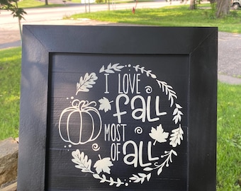 Hand-Painted Fall Wood Sign: Rustic Farmhouse Decor, 14" x 14"
