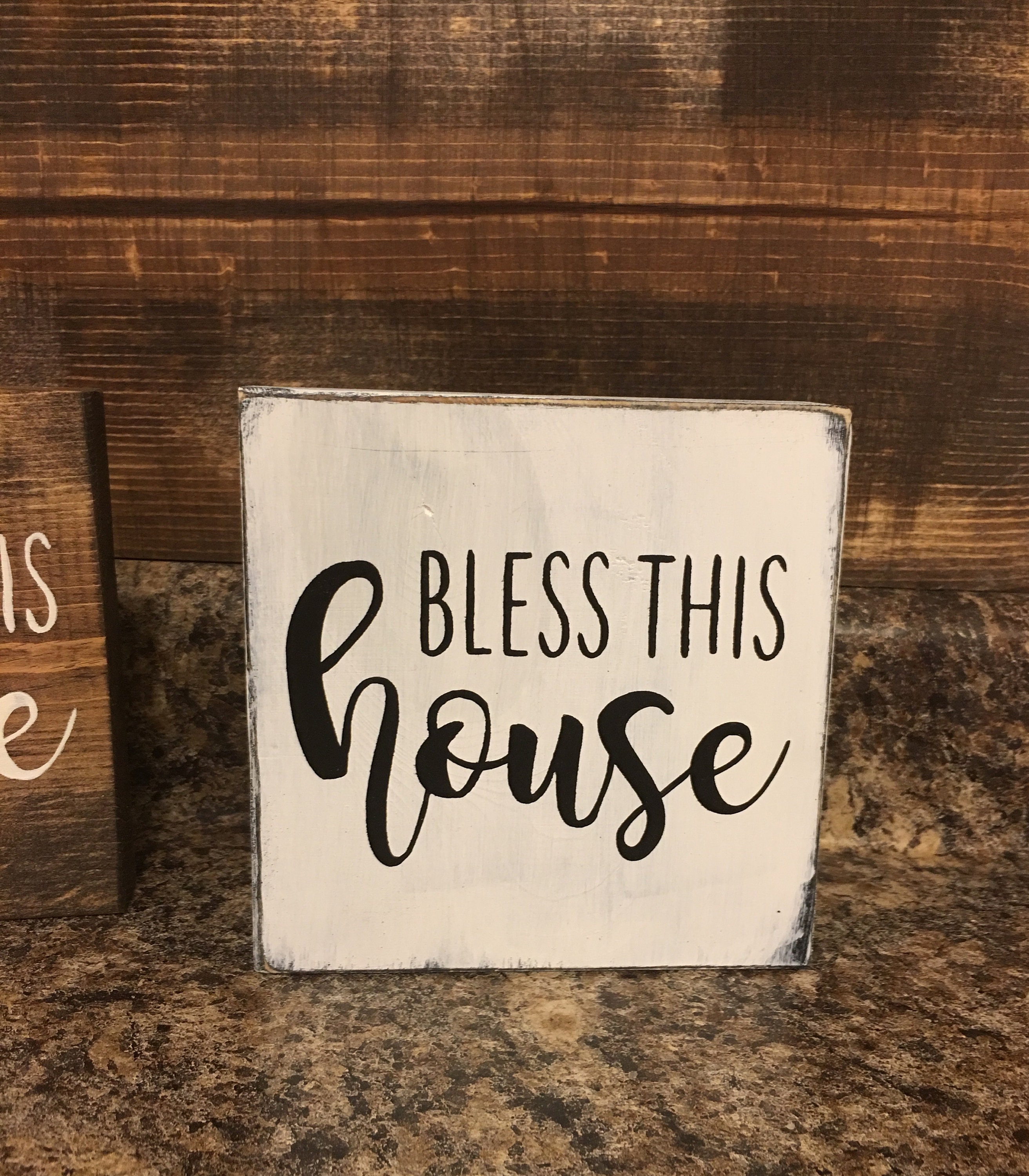 Bless This House Rustic Wood Sign Wood Sign Mini Wooden Etsy