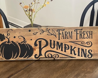 Farm Fresh Pumpkins Primitive Wood Sign