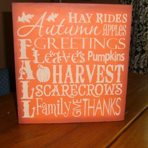 FALL Sign / Fall Decor / Wood Sign / Home Decor /Fall Sign / Autumn Pumpkins Harvest / Halloween Decor / Thanksgiving Sign / 12 x 12 image 3