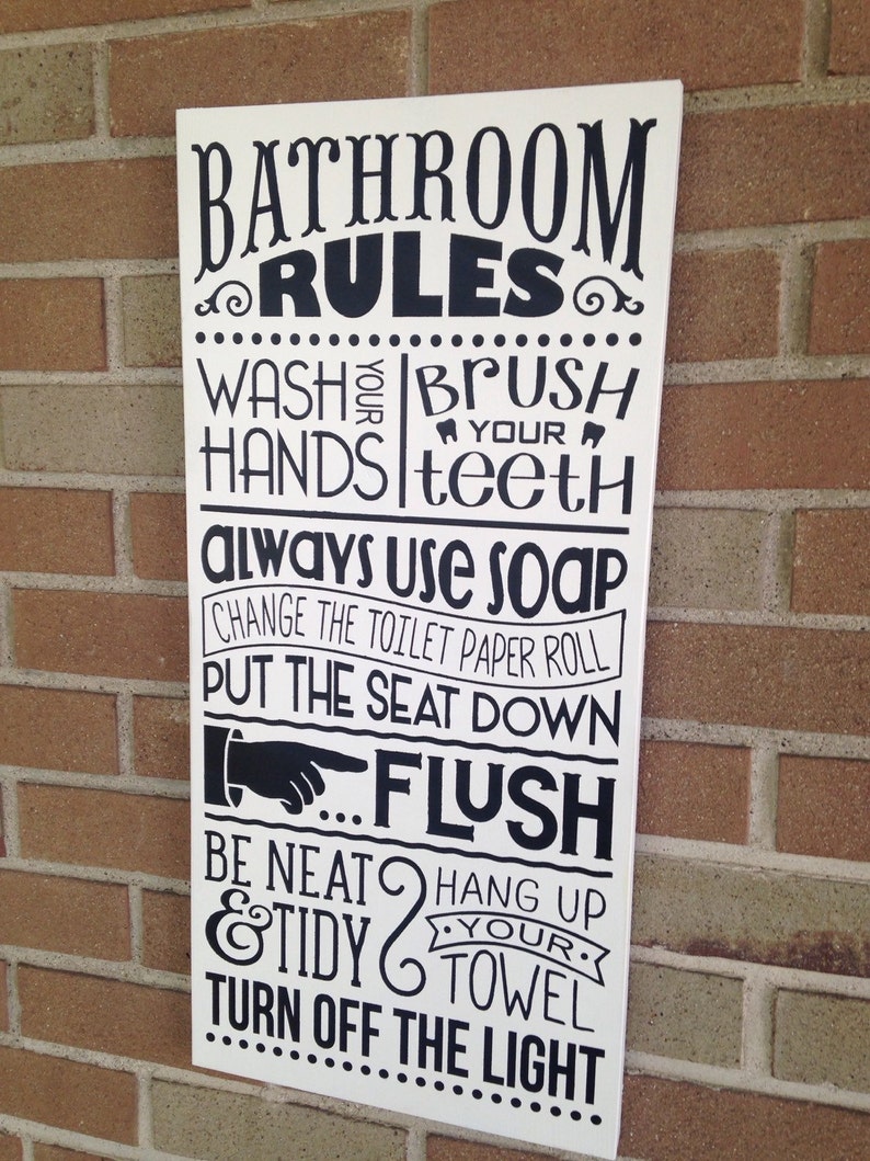 Bathroom Decor Bathroom Rules Sign Home Decor Bathroom Etsy