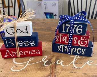 1776 Stars & Stripes Wood Blocks: Patriotic Americana Decor