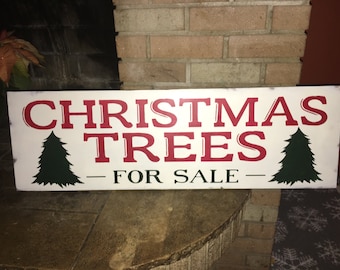 Christmas Trees For Sale Rustic Wood Sign, Holiday Porch Decor