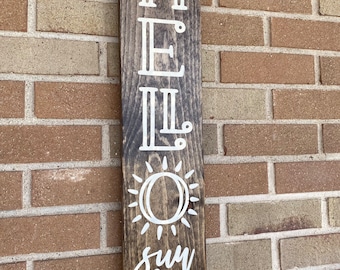 Hello Sunshine Wood Porch Sign: Rustic Farmhouse Decor