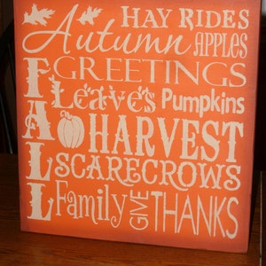 FALL Sign / Fall Decor / Wood Sign / Home Decor /Fall Sign / Autumn Pumpkins Harvest / Halloween Decor / Thanksgiving Sign / 12 x 12 image 2