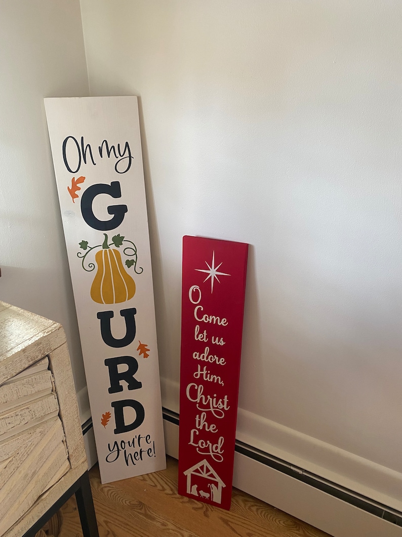 Nativity Christmas Porch Sign: O Come Let Us Adore Him Wood Decor bild 8