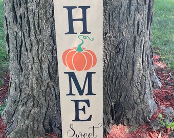 Fall Porch "Home Sweet Pumpkin Home"  Wooden Sign | Fall Welcome Sign | Patio, Deck, Front Door, Entryway | Rustic Farmhouse Decor 36" x 10"