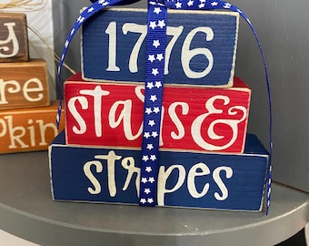 1776 Stars & Stripes Wood Blocks: Patriotic Americana Decor
