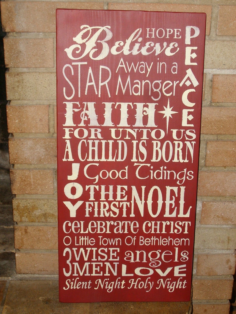 CHRISTMAS Sign, WooD SiGn,Christmas Decor, HoMe DeCoR, Ornament, Country Decor, Rustic,Typography,Primitive Sign, DAWNSPAINTING, 12 X 24 image 1