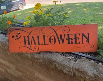 Hand-Painted Halloween Wood Sign, Primitive Fall Decor