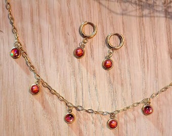 resin jewelry, resin necklace, resin earrings, necklace and earring set, Daya Collection