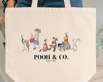 Vintage Winnie the Pooh Tote Bag, Classic Disney Canvas Shopper