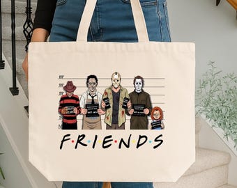 EIGH8 Halloween Tote Bag – Creepy Family Design, Große Canvas-Tragetasche Für Die Gruselsaison