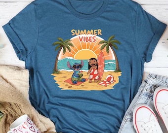 Disney Stitch T-Shirt, Lilo and Stitch Beach, Aloha Hawaii Summer