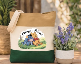 Winnie the Pooh & Eeyore Tote Bag: Always a Friend Woodland Cartoon Canvas Shopper