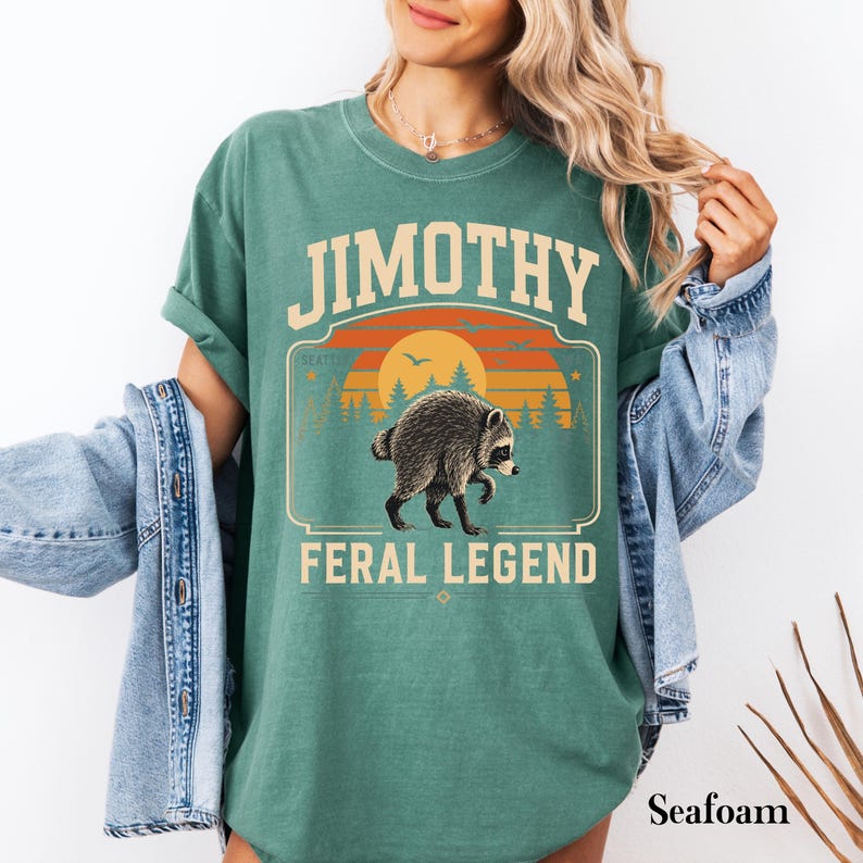 Comfort Colors® Retro Jimothy Raccoon Shirt, Funny Seattle Meme Legend, Feral Animal Tee image 2