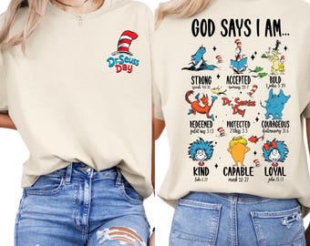 Dr Seuss Shirt, God Says I Am Super Soft and Comfy Crewneck, Bible Verse Shirt, Dr Seuss Tee, Cat In The Hat, Dr Seuss Day, Front And Back