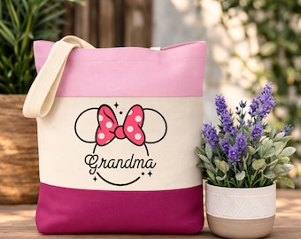 Grandma Mouse Ears Tote Bag: Theme Park Inspired Canvas Shopper