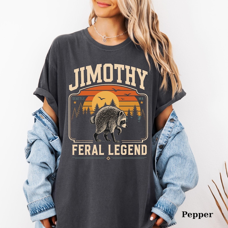 Comfort Colors® Retro Jimothy Raccoon Shirt, Funny Seattle Meme Legend, Feral Animal Tee image 1