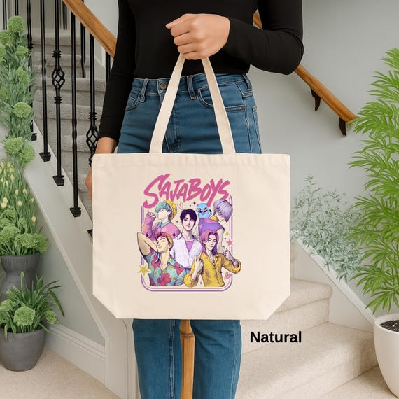 Kpop Demon Hunters Canvas Tote Bag, Saja Boys Gift, Unique Kpop Merch, Stylish Tote for Fans