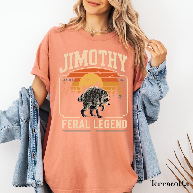 Comfort Colors® Retro Jimothy Raccoon Shirt, Funny Seattle Meme Legend, Feral Animal Tee image 13