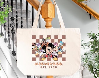 Bolsa de lona retro de ratón: diseño a cuadros del Reino Mágico de 1928