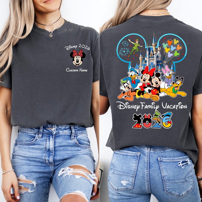 Comfort Colors® Disney 2026 Family Vacation Shirts, Mickey Castle Custom Tees, Disneyland Family Trip Apparel, Matching Disney Gear afbeelding 1