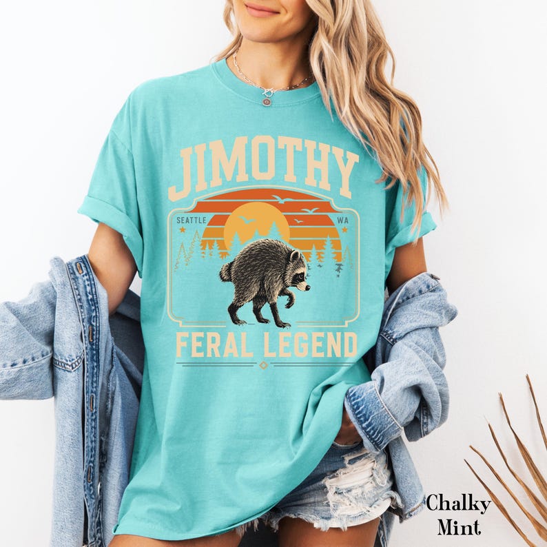Comfort Colors® Retro Jimothy Raccoon Shirt, Funny Seattle Meme Legend, Feral Animal Tee image 14