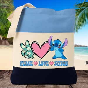 Stitch Tote Bag - Love Stitch Tote - Disney Tote Bag - Birthday Gift - Ohana Stitch Bag