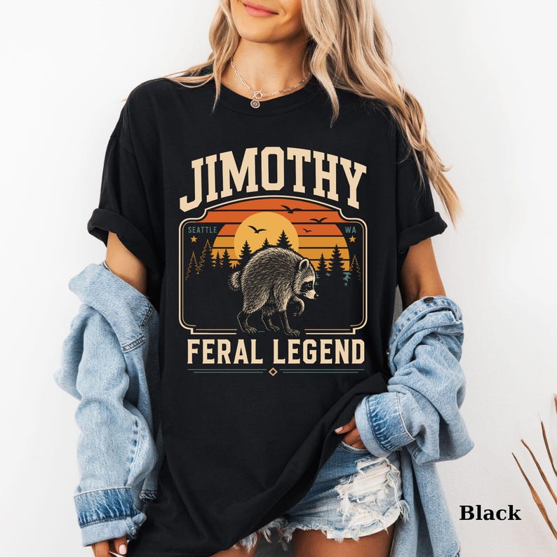 Comfort Colors® Retro Jimothy Raccoon Shirt, Funny Seattle Meme Legend, Feral Animal Tee image 15