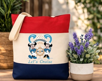 2026 Cruise Vacation Tote Bag: Nautical Mickey Minnie Mouse Family Trip Bag