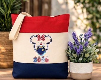 Nautical Mouse Ear Cruise Ship Tote Bag 2026 Family Vacation Shopper