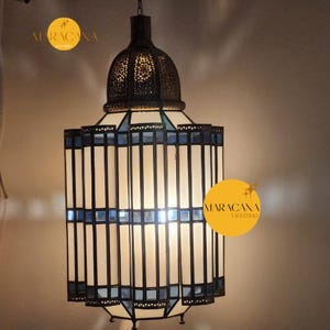 Handmade Moroccan Copper Lamp: Pendant Light with Canopy