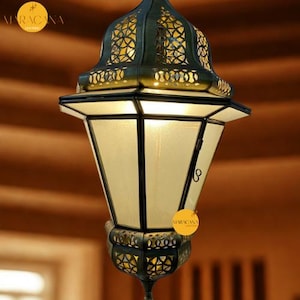 Handmade Moroccan Brass Lamp: Filigree Pendant Light