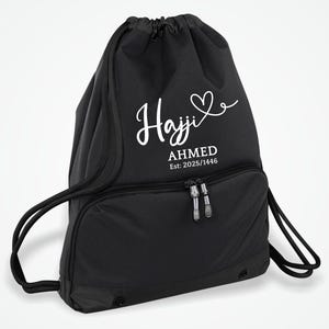 Personalised Hajj & Hajja Travel Sack Bag, Custom Name/Est Date Hajj Bag, Islamic Pilgrims Gift, Umrah/Hajj Travel Bag for Muslim, Hajj Gift