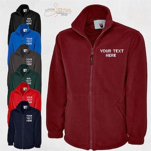 Custom Embroidered Fleece Jacket, Personalised Text / Logo Monogrammed Fleece Zip up Jacket, Any Text Healthcare Staff Uniform, Nurse Gift
