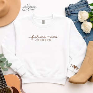 Personalised Embroidered Future Mrs Sweatshirt, Custom Last Name and Couple Initials Sweater, Bride Jumper, Engagement Gifts, Gift for Her