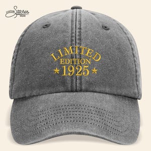 Custom Embroidered Birthday Hat, Personalised Age Dad Cap, Limited Edition 50th 60th 70th Birthday Gift, Vintage 1963 Hat, Dad Birthday Gift