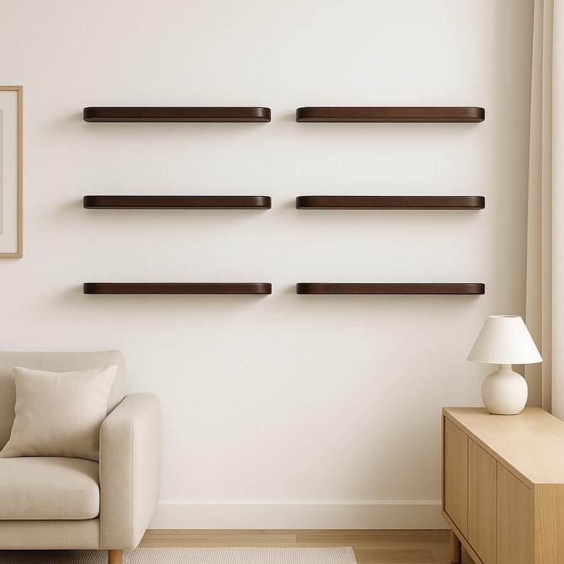 Rounded Edge Wall Shelf – Stylish Floating Wood Storage, Rustic Mantel ...