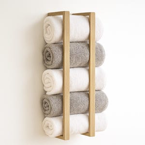 Wooden Blanket Rack for Wall – Handmade Blanket Display and Towel Holder – Rustic Natural Wood Quilt Storage – Boho Home Decor